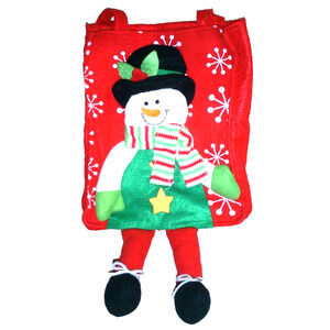 Tote Bag, Red, Joy to the World with Snowman Accent Psalm 98:4 "Shout for Joy!"
